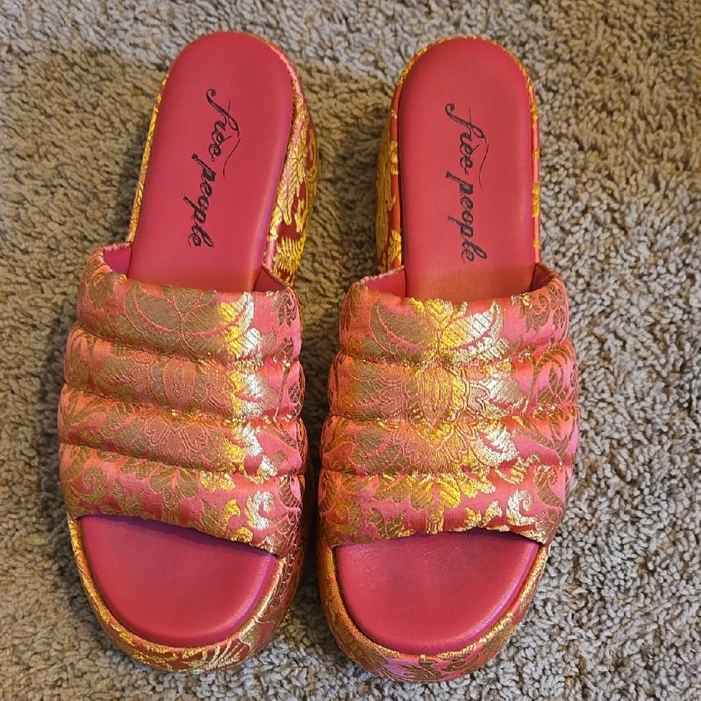 Free People Pink and Gold Women's Shoes